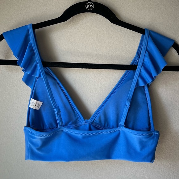 NWOT Aerie Women’s Blue Longline Ruffle Bikini Swim Top - Picture 9 of 9